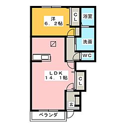 がーでんはうすY2 1LDKの間取図画像