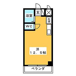 則竹栄町マンション ワンルームの間取図画像
