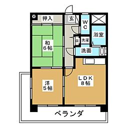 マンションベルエア 2LDKの間取図画像