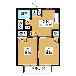 もりやまハイツ 2DKの間取図画像