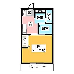 VillageHouse 1Kの間取図画像