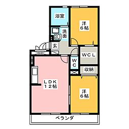 サントゥール 2LDKの間取図画像