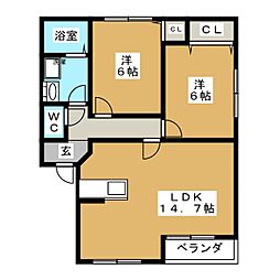 M&COOPER1 2LDKの間取図画像