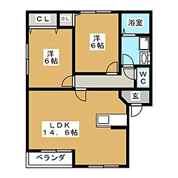 M&COOPER1 2LDKの間取図画像
