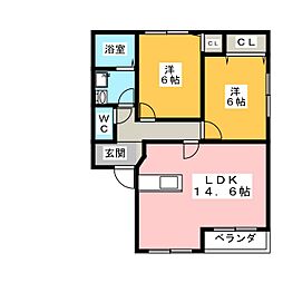 エルグランド 2LDKの間取図画像
