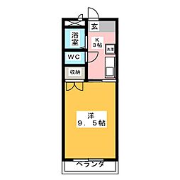 ウッドベル 1Kの間取図画像