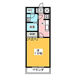 グリーンヒルズA 1Kの間取図画像