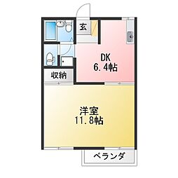 ライトウェル 1DKの間取図画像