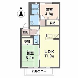 グリーンテラス 2LDKの間取図画像
