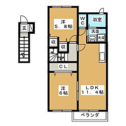 ウインド・フィル 2LDKの間取図画像