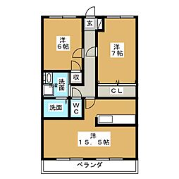 グランコリーヌ 2LDKの間取図画像