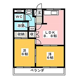 クレストール 2LDKの間取図画像