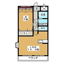 ラヴィベール 1LDKの間取図画像