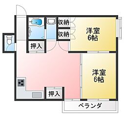 最上マンション 2LDKの間取図画像
