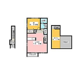 ブランキューブ蜂屋 1LDKの間取図画像