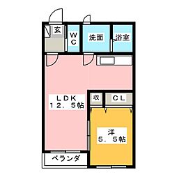 エル・サム 1LDKの間取図画像