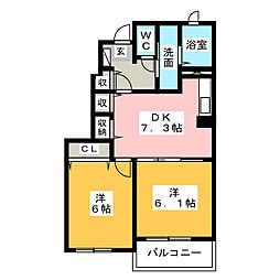フレイム・アクティーボ3 2DKの間取図画像