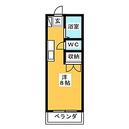 シャンポール森山 ワンルームの間取図画像