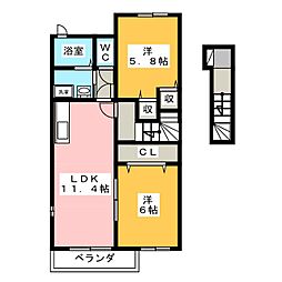 フォーリストハーモニーB 2LDKの間取図画像