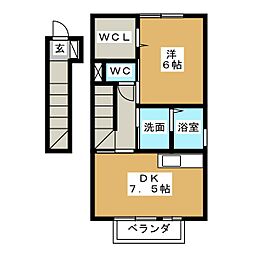 セジュールアマンド 1DKの間取図画像