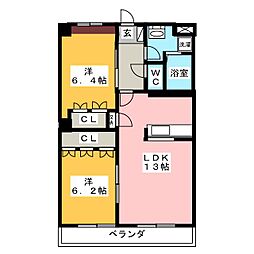 オアシス 2LDKの間取図画像