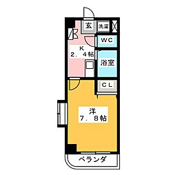 エクレール 1Kの間取図画像