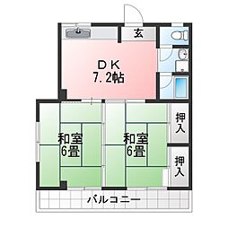 スカイビル 2DKの間取図画像