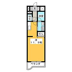 シャンベール浅井 ワンルームの間取図画像