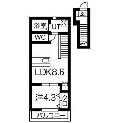 レジェイエ羽島 1LDKの間取図画像