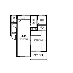 メゾン正木 1LDKの間取図画像