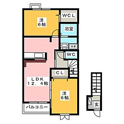 アルドーレA 2LDKの間取図画像