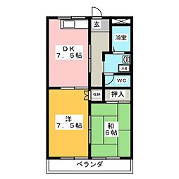 フレックス羽島 2DKの間取図画像