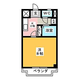 シャトー横山貳番館 1Kの間取図画像