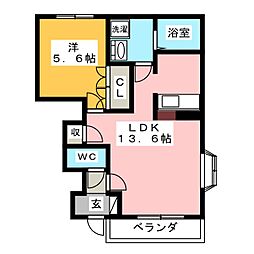 ピアレス・T 1LDKの間取図画像