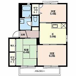 コスモハイツC 3Kの間取図画像