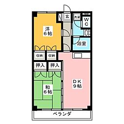 吉田2マンション 2DKの間取図画像