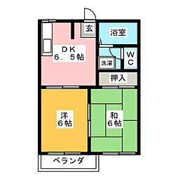 フレグランス松源寺1 2DKの間取図画像
