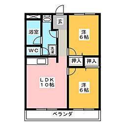 じょいふる旭ケ丘 2LDKの間取図画像