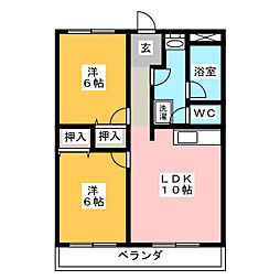 じょいふる旭ケ丘 2LDKの間取図画像