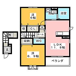 トラモント・エヌ 2LDKの間取図画像