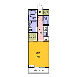 D-room茄子川B 1Kの間取図画像