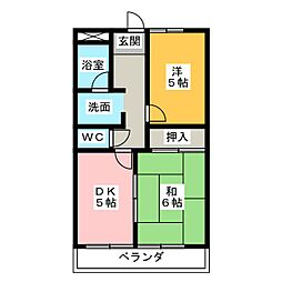 ドミール昆沙門 2DKの間取図画像