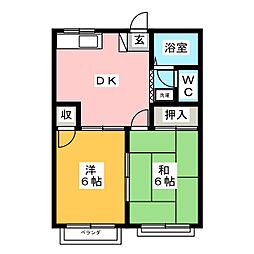 グリーンハイツ坂本 2DKの間取図画像