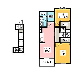 ハイツイチローB 2LDKの間取図画像
