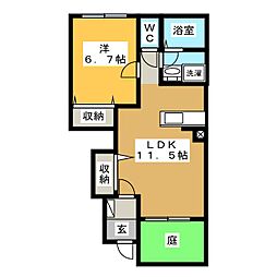サンハイツイチカワ 1LDKの間取図画像