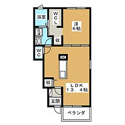 アビタシオン2 1LDKの間取図画像