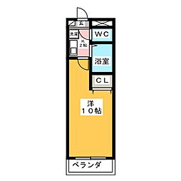 美アザリヤ 1Kの間取図画像