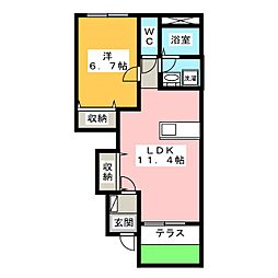 ウィステリア・K 1LDKの間取図画像