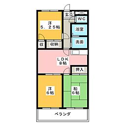アルトラマンションA 3DKの間取図画像