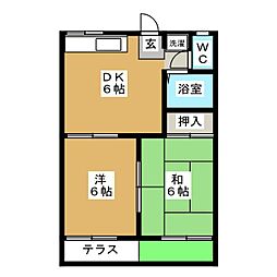 フォーブルニシオB 2DKの間取図画像